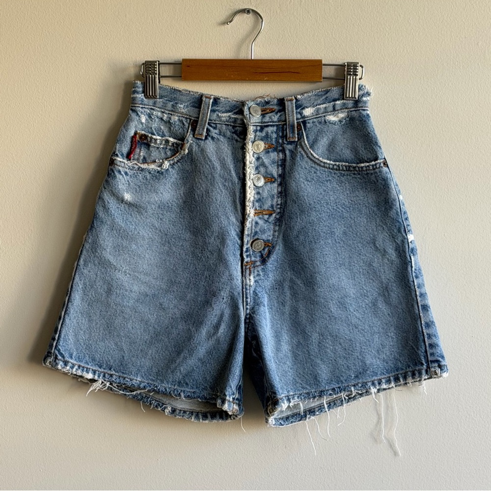 Vintage BONGO High Waist Denim Shorts Button Fly Made USA